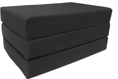 Twin Trifold Foam Beds, Foldable Mats, Cushion Seat 1.8 Density 6x39x75 Black