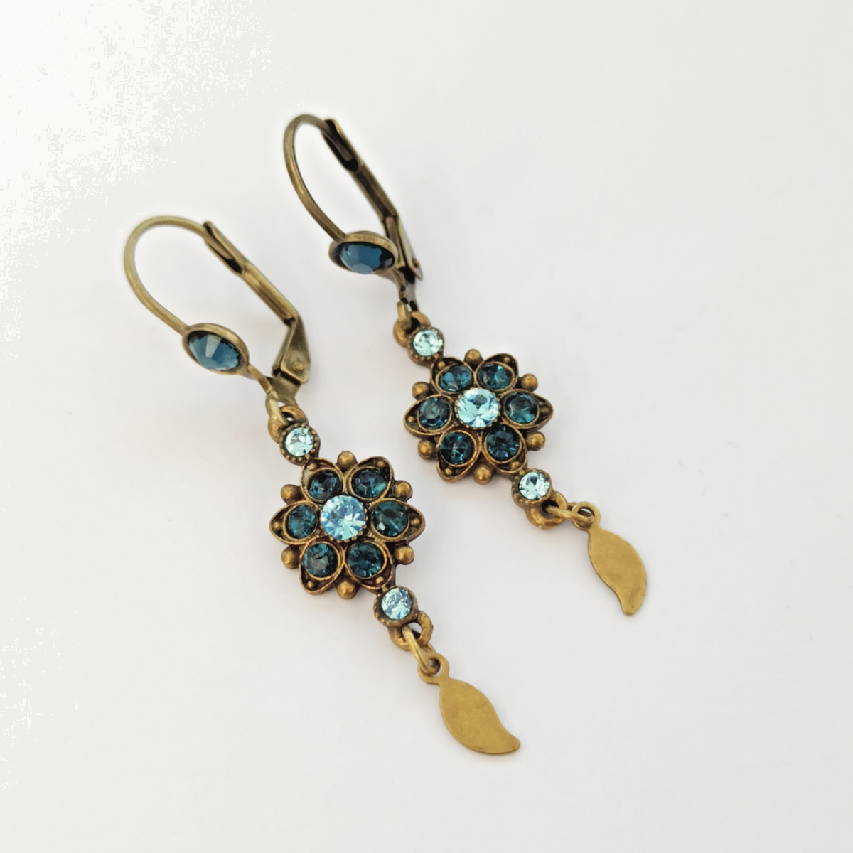 Michal Negrin Earrings Deep Blue Delicate Elegant Flower Victorian