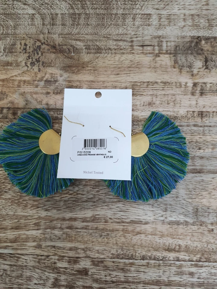 BIGIOTTERIA VESTOPAZZO ORECCHINI IN OTTONE FRANGE IN COTONE MULTICOLOR FIS15206 - Immagine 2 di 3