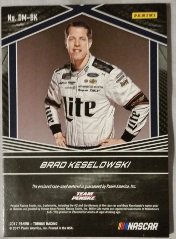 2017 Panini Torque Racing Brad Keselowski #2 Dual Materials Red Prizm #20/49 - Image 4 of 4