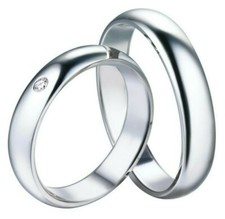 Coppia Fedine Fidanzamento Fedi Anelli Uomo Donna Cuore Argento 925