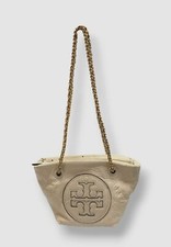 Tory Burch Women's Ivory Small Ella Crinkle Patent Chain Crossbody