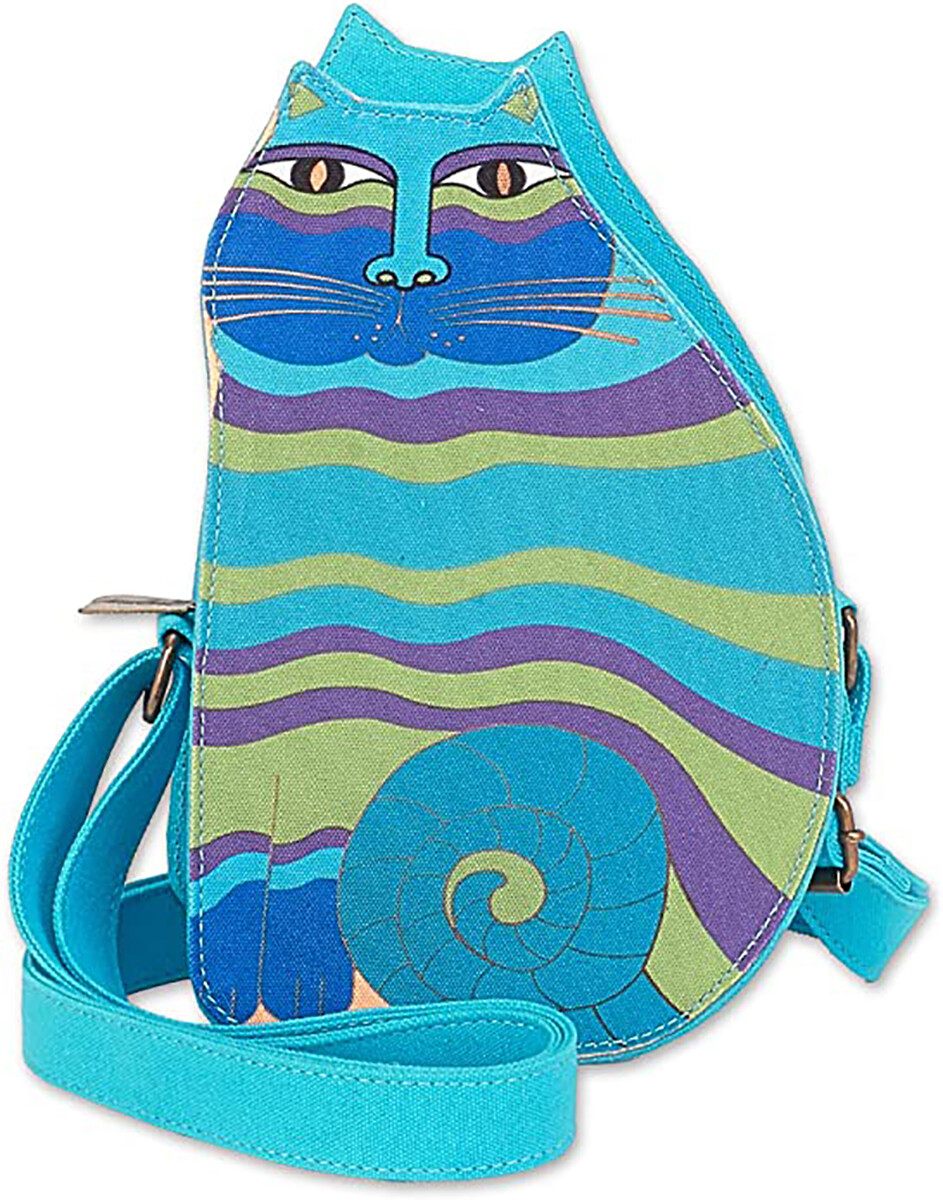 Хлопковое полотно Laurel Burch - Кошачьи друзья, вырезанные через плечо (бирюзовый) - E