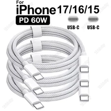 For iPhone Air 16 17 15 Pro USB-C to Type C Cable Fast Charger Charging Cord Lot