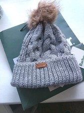 Image of Barbour Ladies Penshaw Cable Beanie. Grey. One Size. New With Lable Rrp £29.99