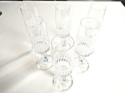 6er  Sektglas Krista Vintage Bleikristall Sektflöte H 20 cm Durchmesser 4,5 cm