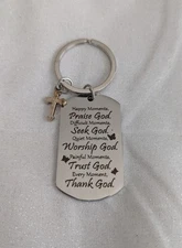 Seek, Praise, Worship And Trust God Keychain