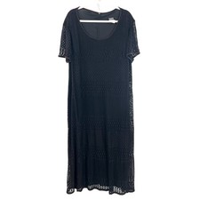 Vintage y2k Helene blake black crochet lace whimsigoth midi witchy dress boho 24