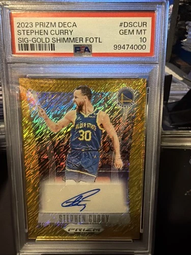 2023 Stephen Curry 03/10 Prizm Deca PSA 10 Gold Shimmer FOTL Auto