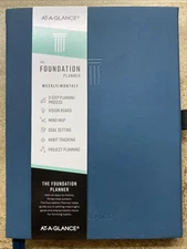 AT A GLANCE Foundation Weekly Monthly Planner Hardcover UNDATED Blue 5.5 x 8.5