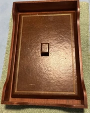 Vintage Wood Desk top organizer with wood paper weight holder