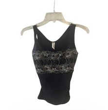 Women s Camisole Flexees Shaping Toning Black Lace Print- Medium