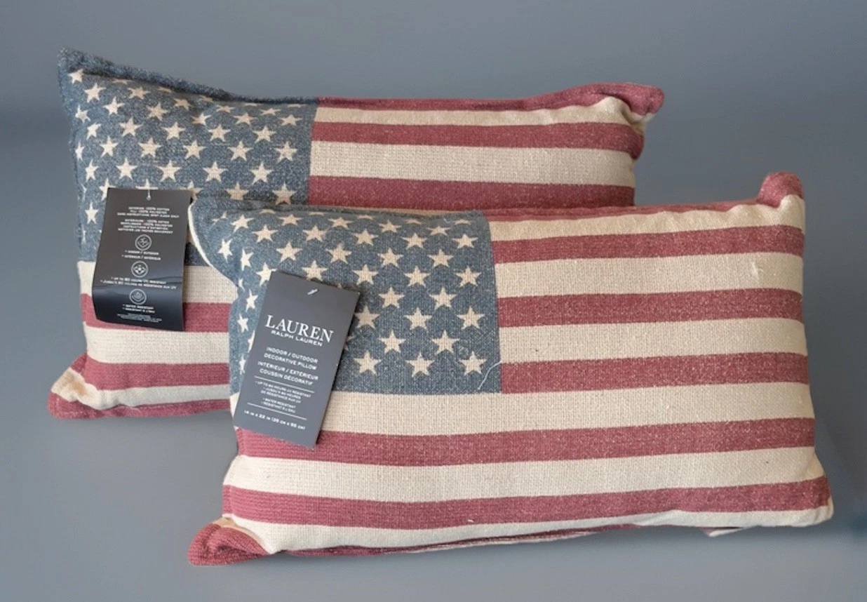 2 Ralph Lauren Indoor Outdoor 14” X x 22” American Flag Throw Pillows Set of 2
Opens in a new window
