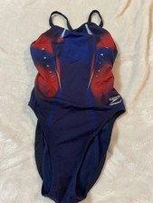 Speedo Red And Blue Size 8 Endurance Racerback Swimsuit. 804