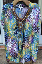 VTG NWOT Dressbarn Colorful Rhinestones Polyester Blend Women's 3X Made in USA