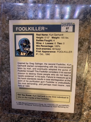 1990 Marvel Universe Foolkiller #87 Rare MINT 🔥 - Picture 6 of 10