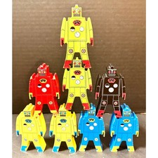Schylling Wooden Stacking Robot 8 wooden Figures building colors patterns