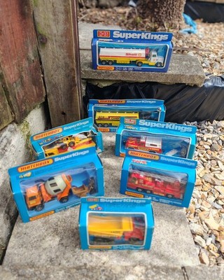 Vintage Matchbox Super Kings Boxed Restposten x 7 unbespieltes Spielzeug Lesney 70er 80er