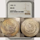 1886 Morgan Dollar $1 MS 65 NGC Color Toned