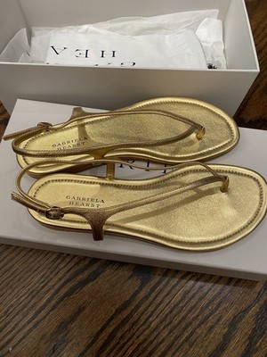 Gabriela Hearst Gia Metallic Leather Slingback Sandals. Size 38.5