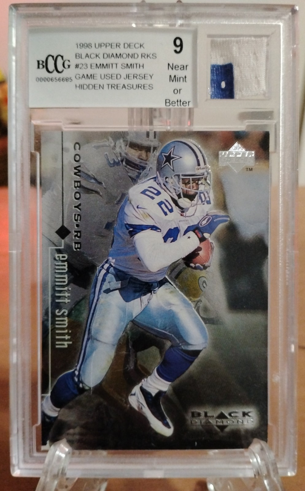 1998 Emmitt Smith Upper Deck Black Diamond Rookies #23 + Game Used Jersey