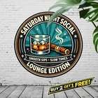 Bourbon & Cigar Vintage Style 8x8 Round Retro Metal Tin Sign Pub Decor