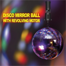 Rotating GLITTER MIRROR DISCO BALL 150mm 6 Inch, 10mm Facets, Silver with Motor