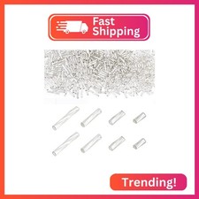PH PandaHall 1600Pcs Glass Bugle Beads, Silver, 4 Sizes 5/6/9/12x2mm 