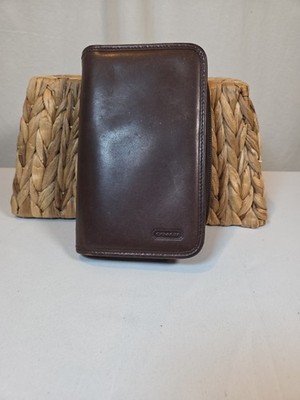 COACH VINTAGE DARK BROWN LEATHER WALLET PDA PHONE CASE PURSE BAG ORGANIZER PILOT