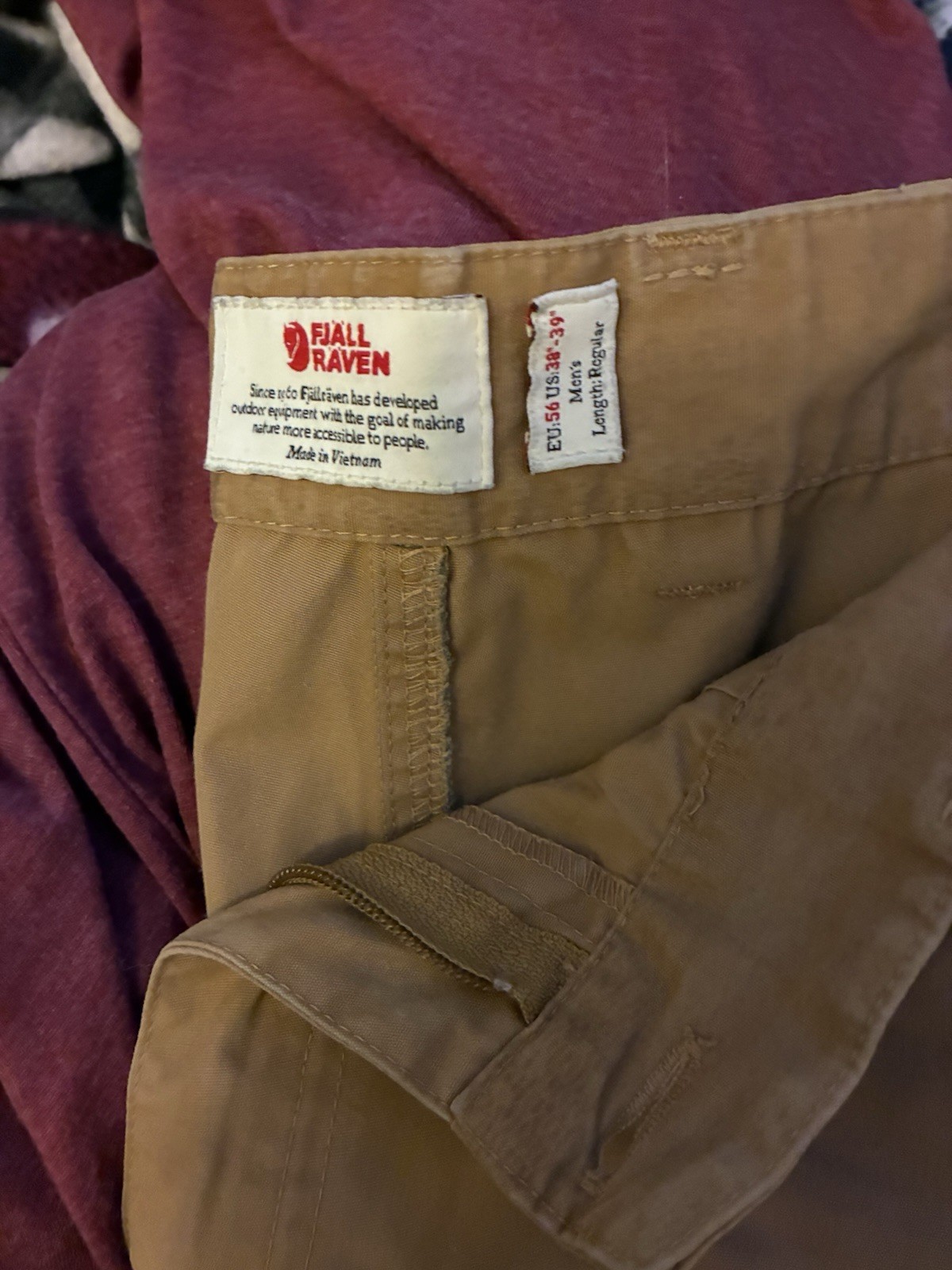 Fjallraven Men's Cargo Pants Khaki Green Straight Leg Button Pockets Solid image 4