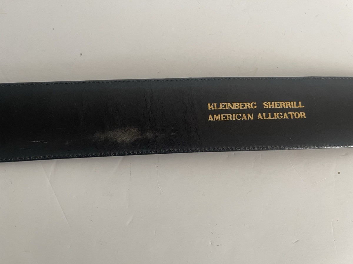 Vintage Kleinberg Sherrill Black Alligator Leather Belt Gold 