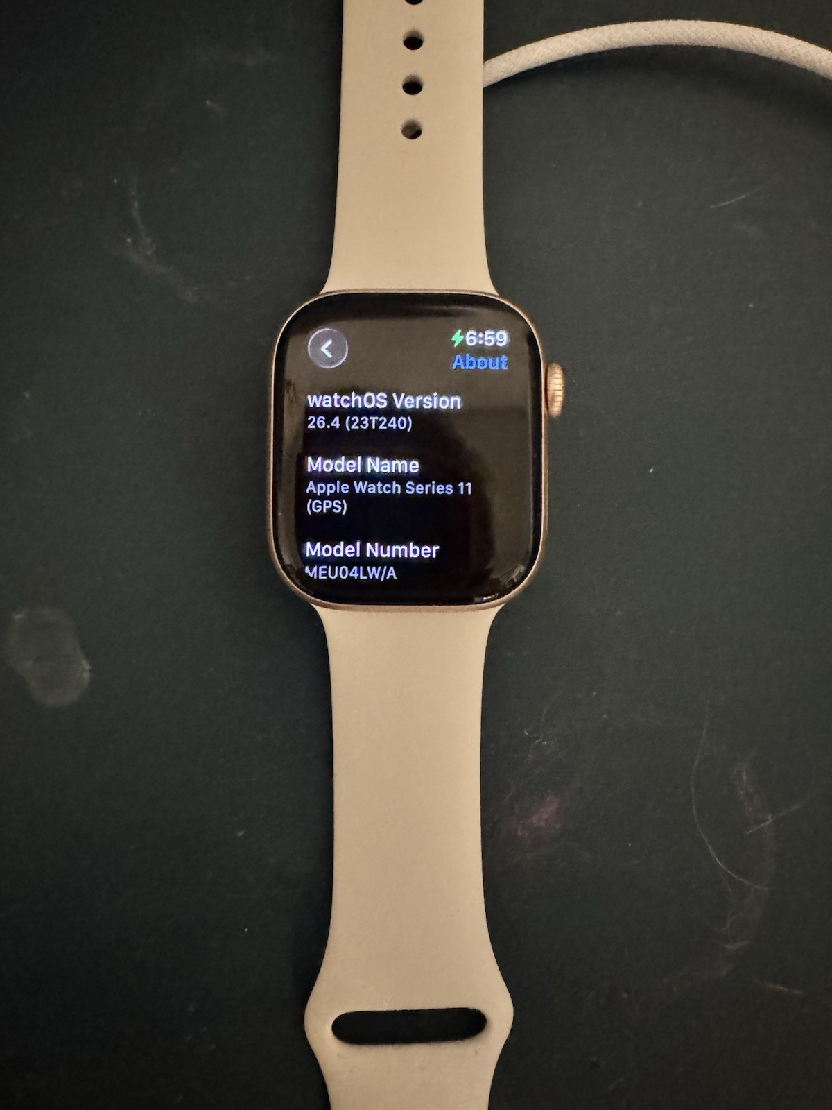 Apple Watch Series 11 GPS 42mm Gold Aluminum Case, Beige Silicone Band ...