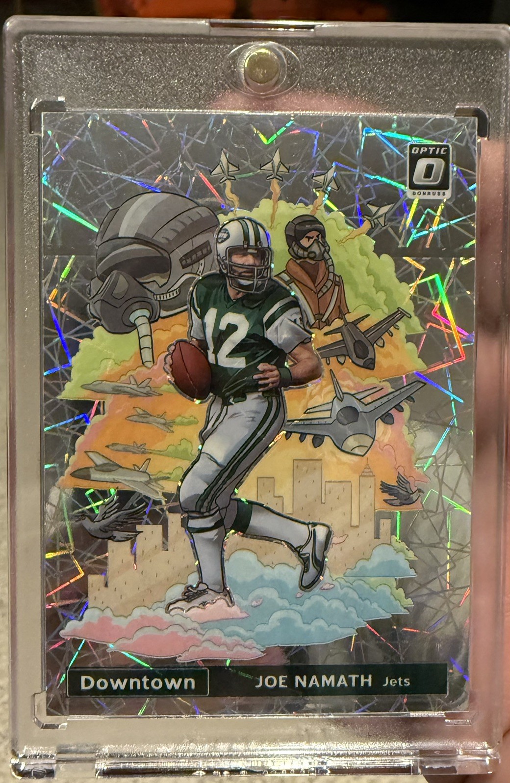 2021 Panini Donruss Optic Football Joe Namath Optic Laser Downtown SP #DT-4 Jets