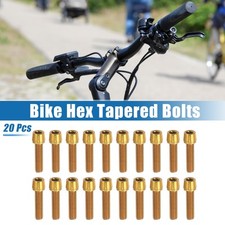 20pcs Tapered Bolts Screws for MTB Bike Bicycle Stem M5x20mm Steel Gold Tone