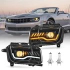 Black 2010-2013 Chevy Camaro Halogen LED DRL Halo Projector Headlights Headlamps