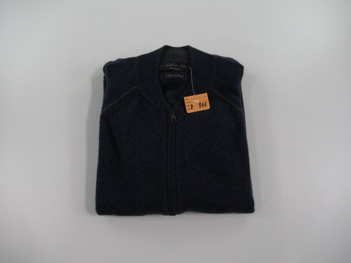 NORTHERN ISLES Men's 100% 2 Ply Cashmere Full Zip Navy Cardigan Size XL #K866 - Picture 5 of 6