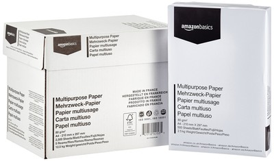 Amazon Basics Mehrzweck Kopierer Papier, A4 80 g/m², 2500 Stück (Packung