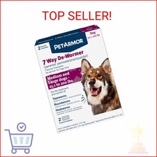 PetArmor 7 Way De-Wormer for Dogs, Oral Treatment for Tapeworm, Roundworm  Hook