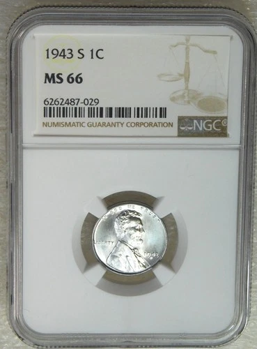 1943-S Lincoln Steel Cent NGC MS66 Very Bright PQ in New Holder #Z348Z