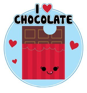 I LOVE CHOCOLATE KAWAII CHOCOLATE BAR STICKER/DECAL - Picture 1 of 1