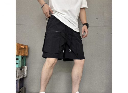 Summer Multi-Pocket Solid Color Men’S Casual Loose Cargo Shorts Sweat Trousers