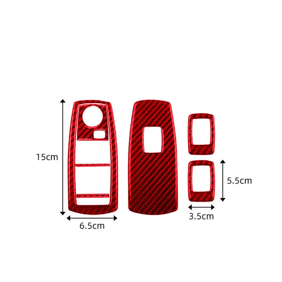 For BMW X3 2004-2010 Type A Red Carbon Fiber Window Switch Lift Panel Cover Trim — 第 2/4 张图片