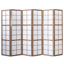 Paravento 6 scomparti divisorio Giappone Shoji tabacco carta di riso Homestyle4u