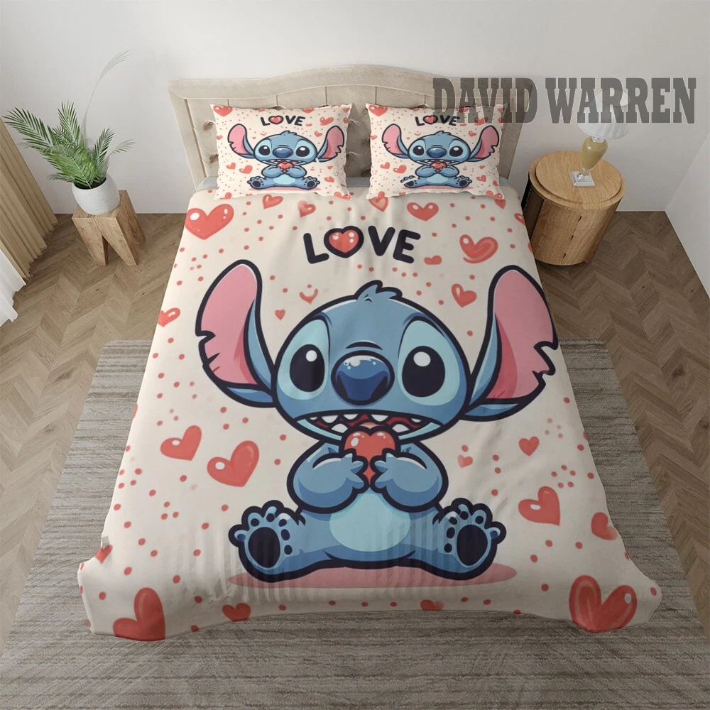 Stitch Love Bedding Set | Cartoon Bedding Set | Gift For Kid