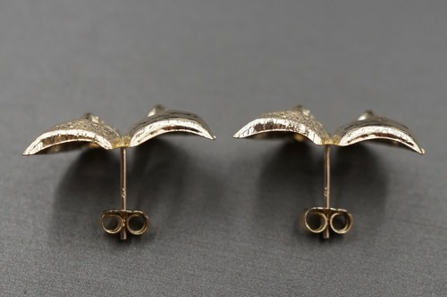 10K Solid Yellow Gold 0.8" Two Face Comedy Happy Sad Mask Stud Earring. - Picture 7 of 12