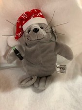 Vintage 1997 Coca Cola Gray Seal beanie With Red Santa Christmas Hat