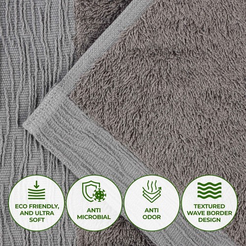 Rayon From Bamboo Cotton Blend Eco-Friendly Absorbent Solid 8 Piece Towel Set - Picture 17 of 100