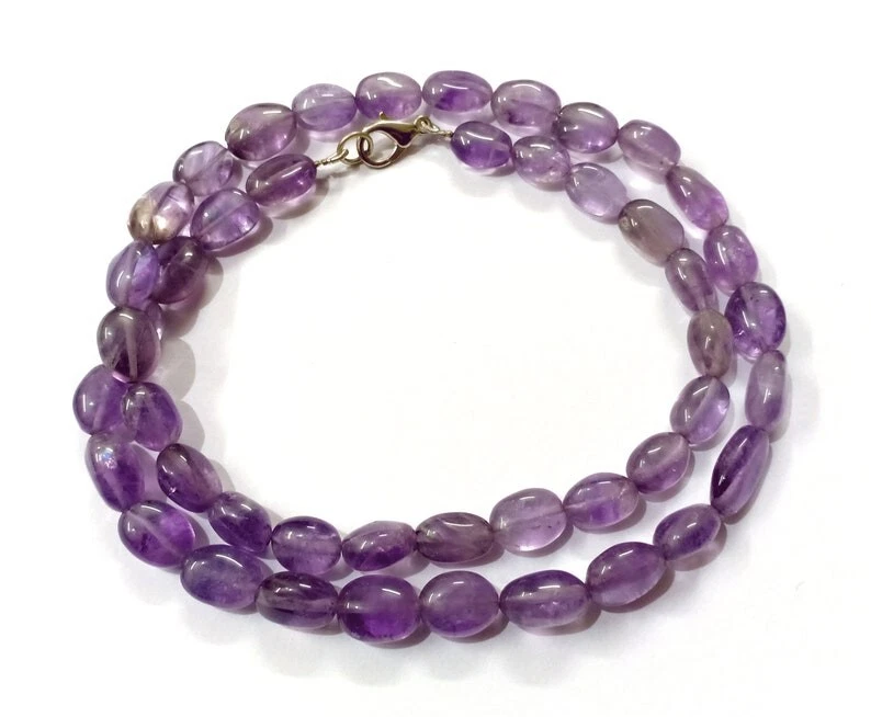 A ++ красивый аметист гладкий овальной формы драгоценных камней бисером унисекс ожерелья 18'' - Изображение 2 из 4