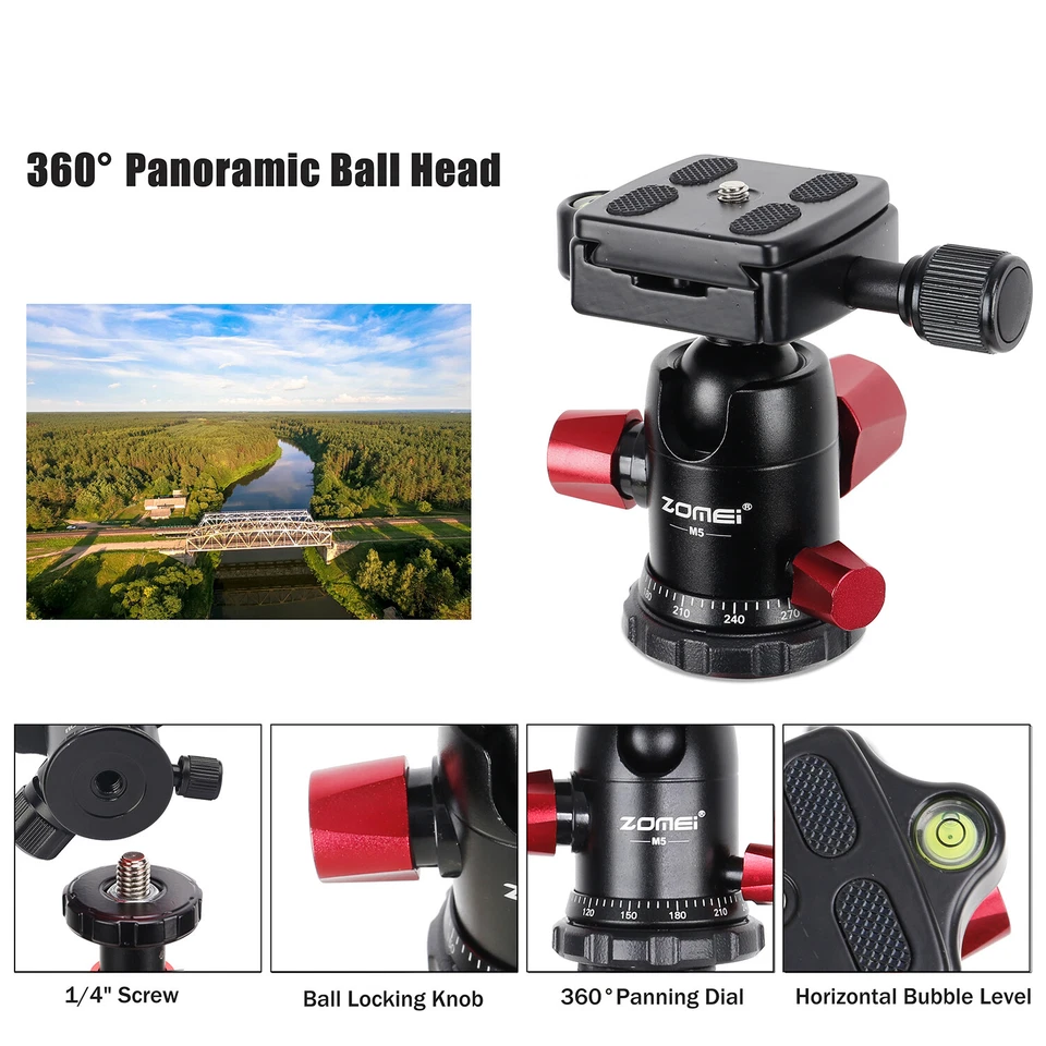 Soporte de trípode para cámara Zomei monopie de viaje cabeza esférica para cámara Canon Nikon DSLR Foto 4 de 4