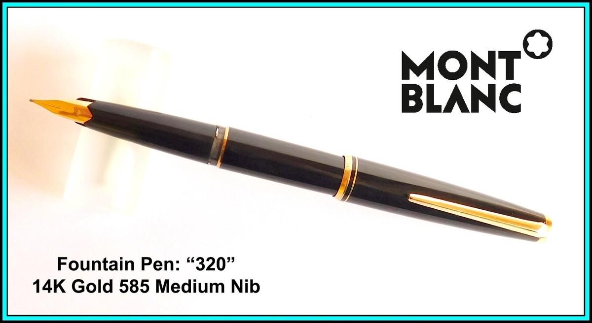 MONTBLANC 320 Fountain Pen, Black, 14K Medium NIB - Cartridge